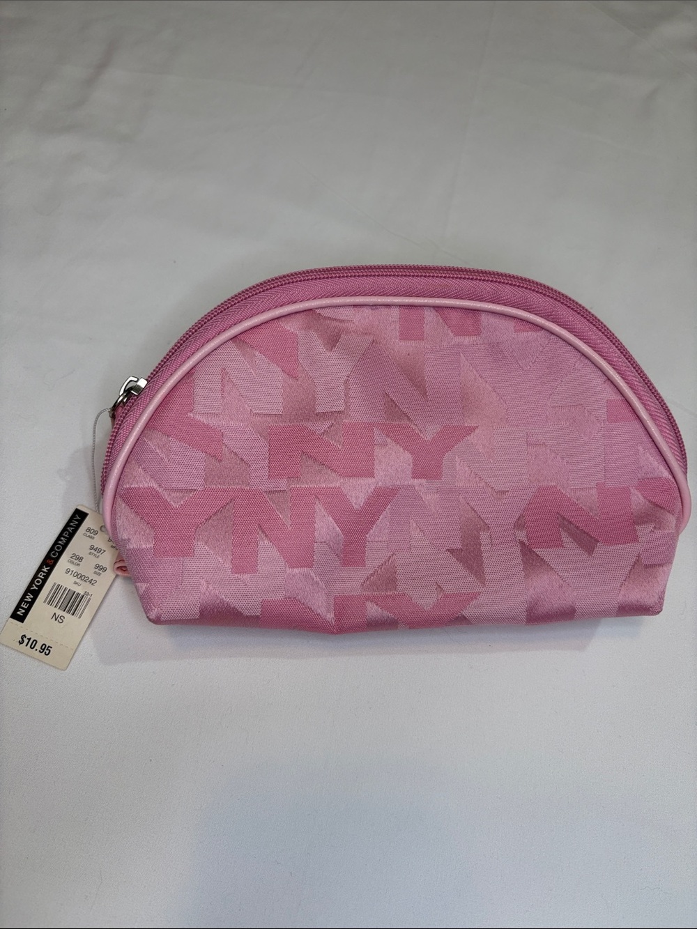 NWT Bubblegum Pink NY Monochromatic Zipper Pouch Travel Cosmetic Bag Clutch Y2K